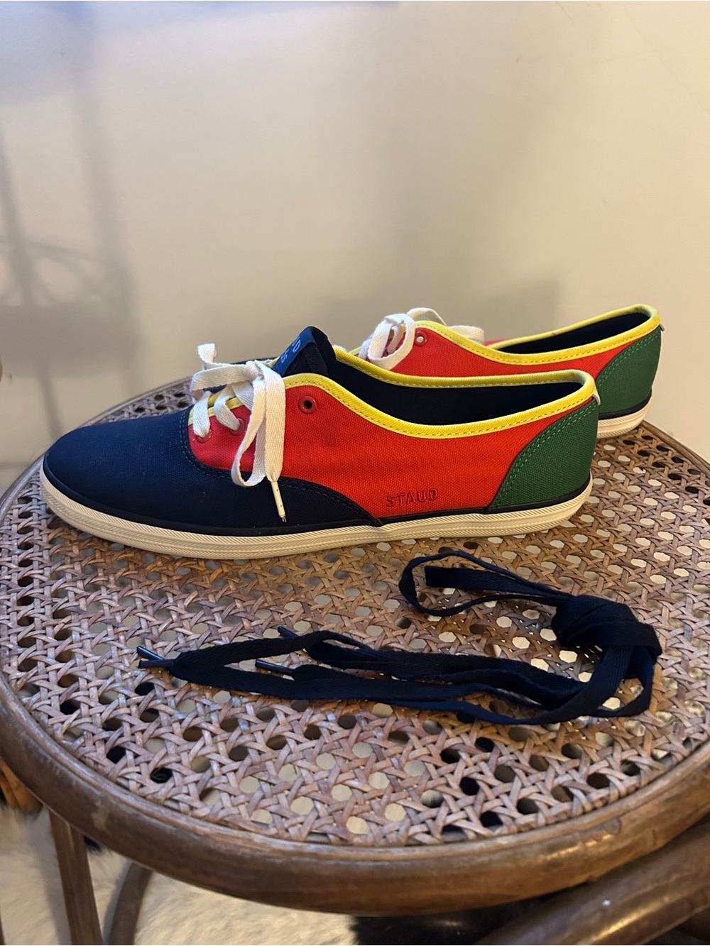 Keds x Staud collab primary colors sneakers